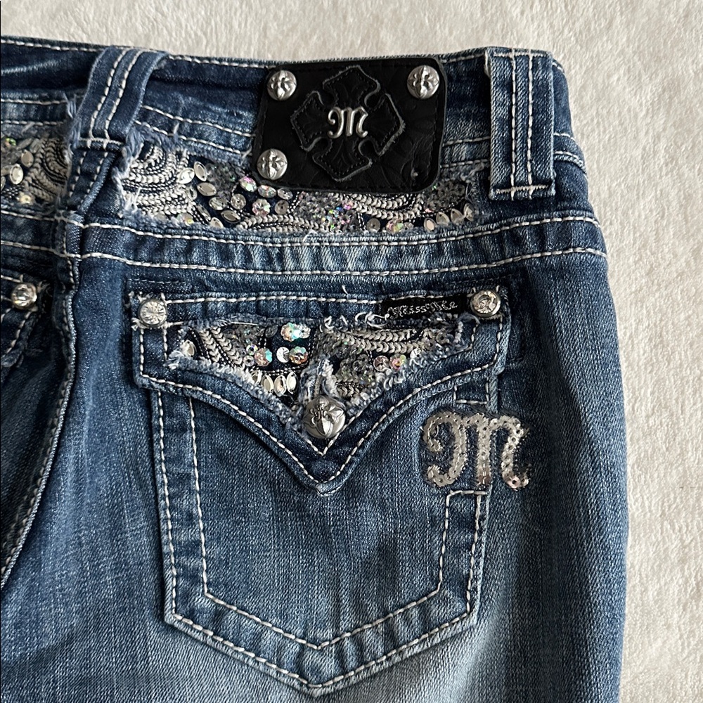 Miss Me Blue Embellished Boot Cut Jeans size 28
